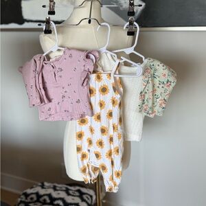 Bundle of 3 items (2 pant sets/1 Romper) (0-6 mos)